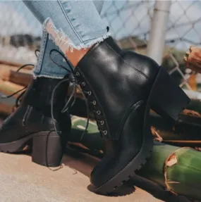 Black Wide Heel Boots