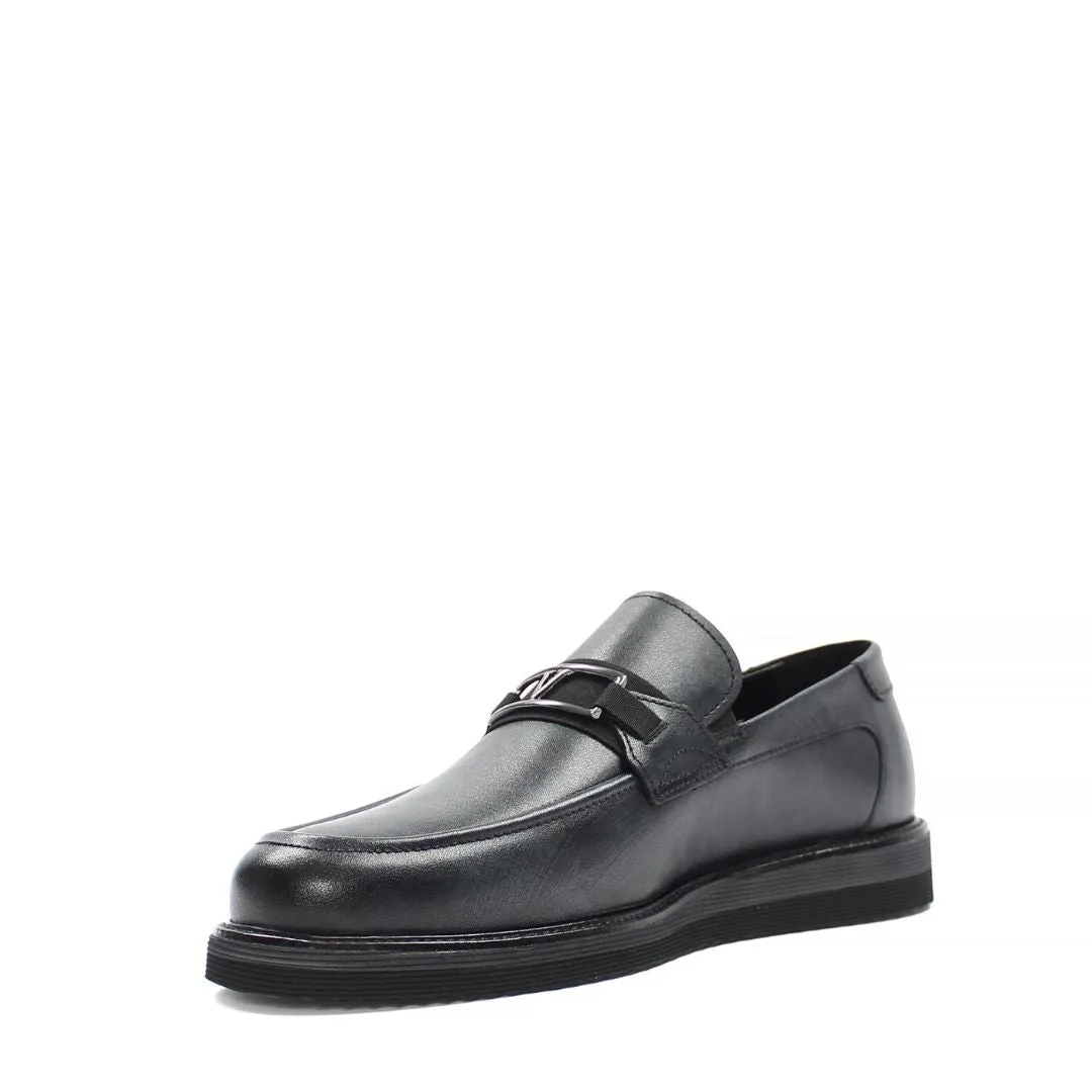 Madasat Navy Blue Leather Men's Shoes - 883 |