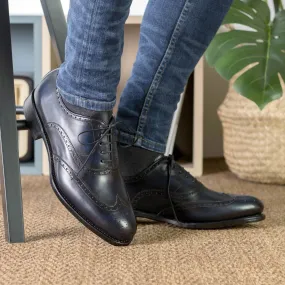 Men's Full Brogue Leather Shoes Wide Plus Size 5952
