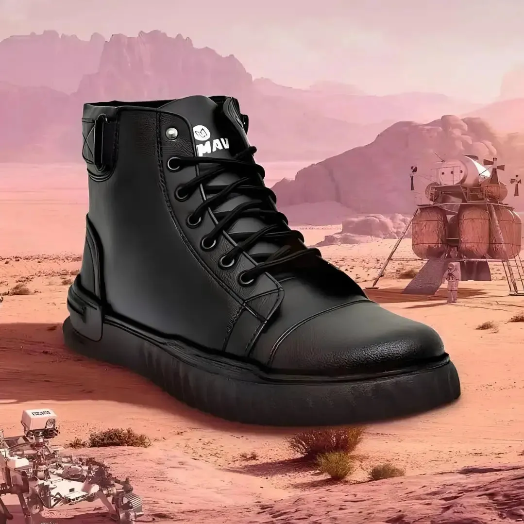Men's Korean Style High Top Casual Shoes For Men (Black)