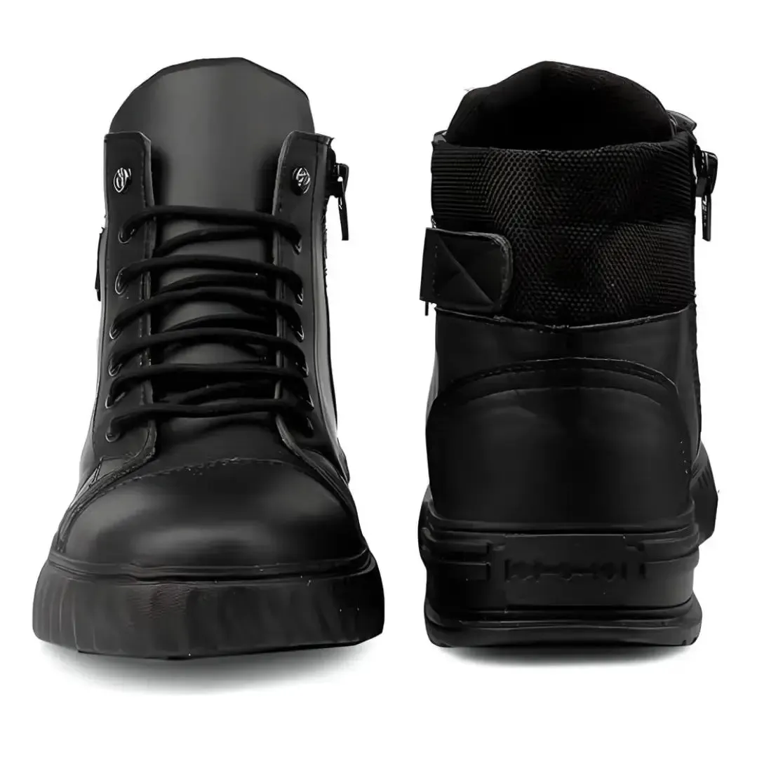 Men's Korean Style High Top Casual Shoes For Men (Black)