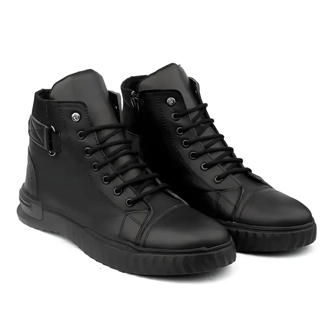 Men's Korean Style High Top Casual Shoes For Men (Black)