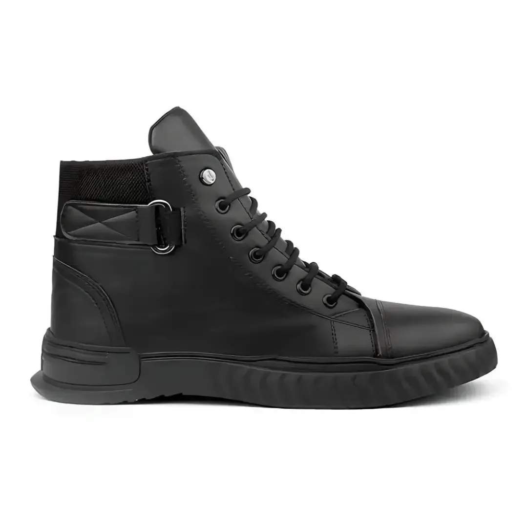 Men's Korean Style High Top Casual Shoes For Men (Black)
