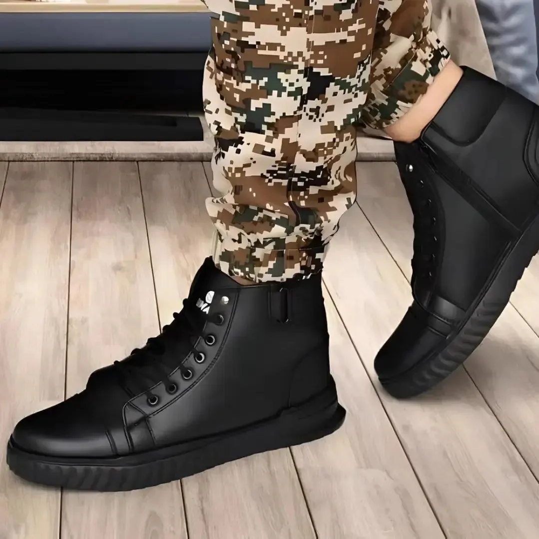 Men's Korean Style High Top Casual Shoes For Men (Black)
