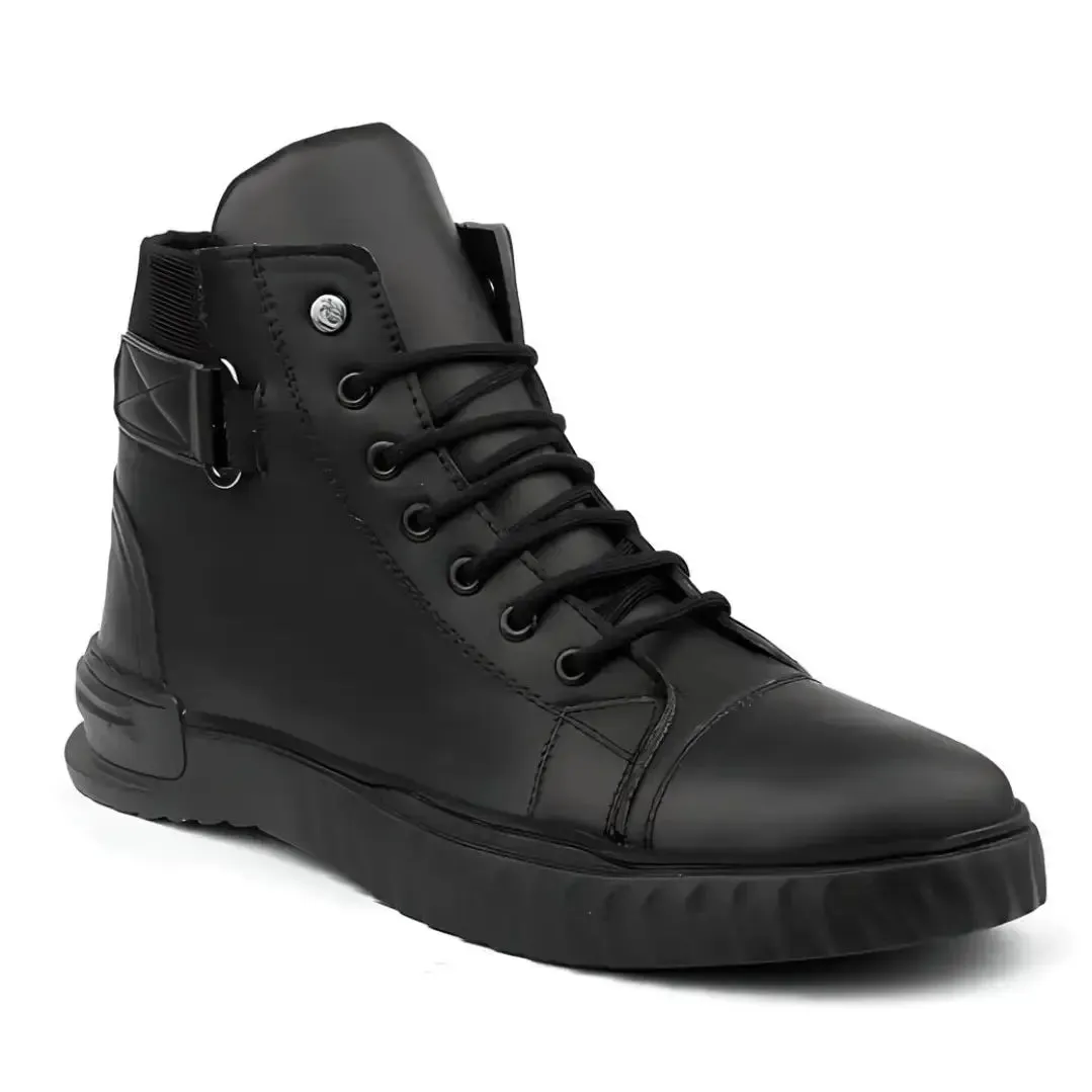 Men's Korean Style High Top Casual Shoes For Men (Black)