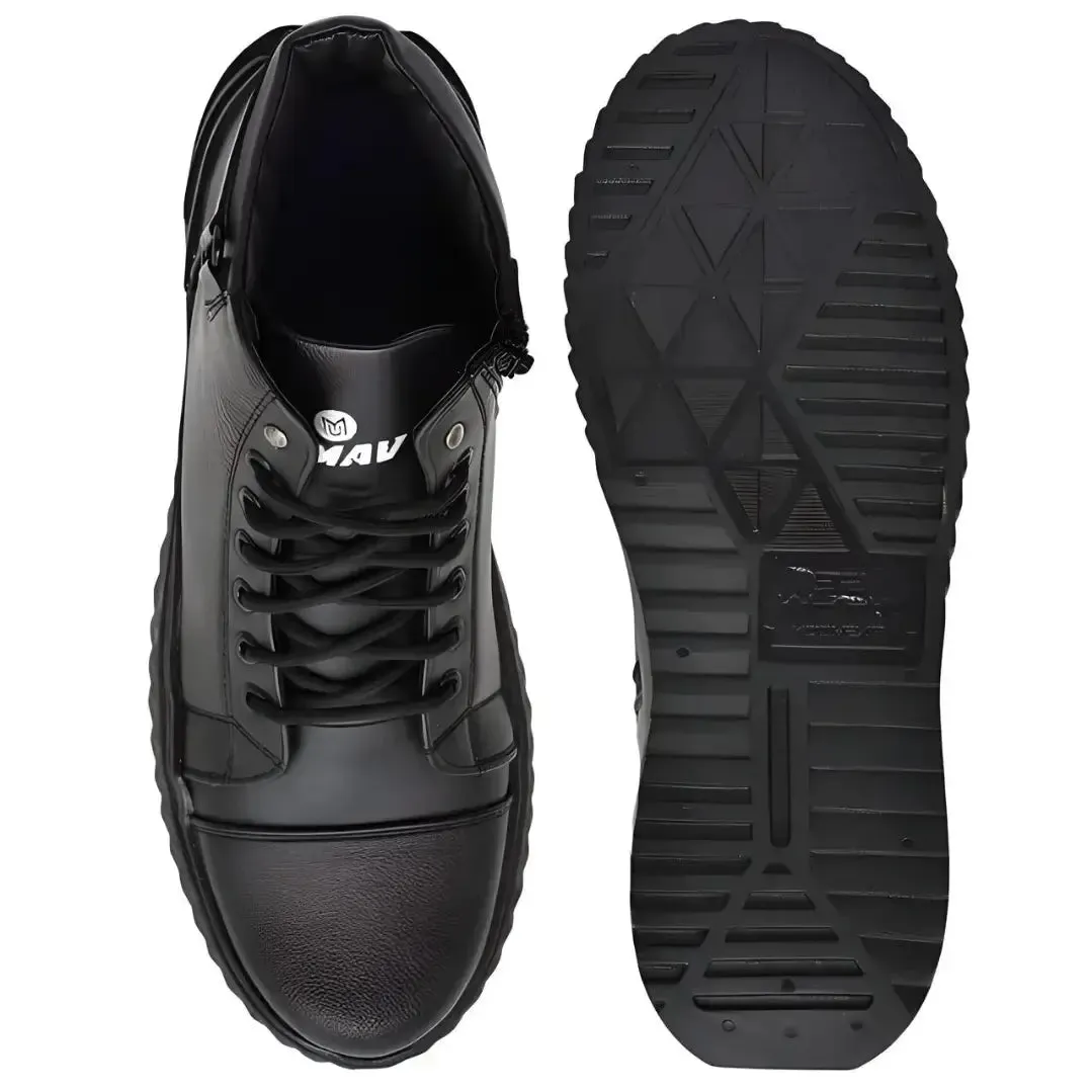 Men's Korean Style High Top Casual Shoes For Men (Black)