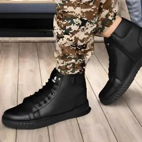 Men's Korean Style High Top Casual Shoes For Men (Black)