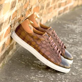 Men's Leather Trainers Wide Orange Brown 4986