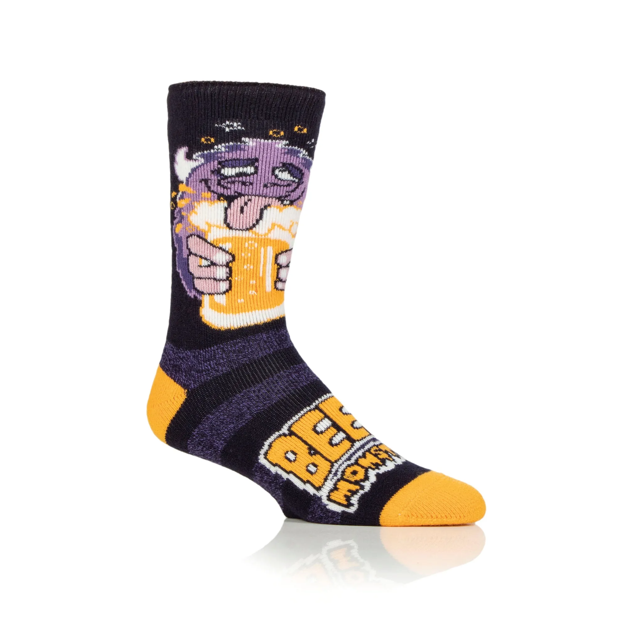 Mens Lite Fun Feet Novelty Thermal Socks - Beer Monster