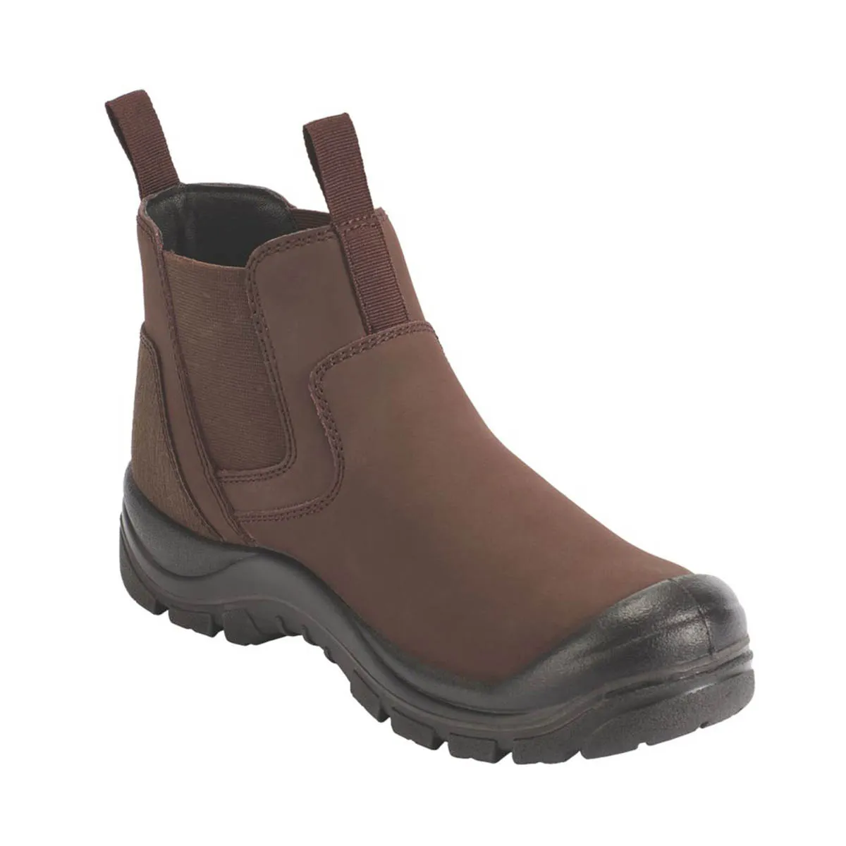 Mens Safety Dealer Boots Brown Steel Toe Slip On Ankle Comfort Durable Size 7
