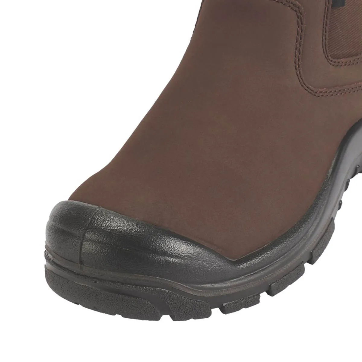 Mens Safety Dealer Boots Brown Steel Toe Slip On Ankle Comfort Durable Size 7