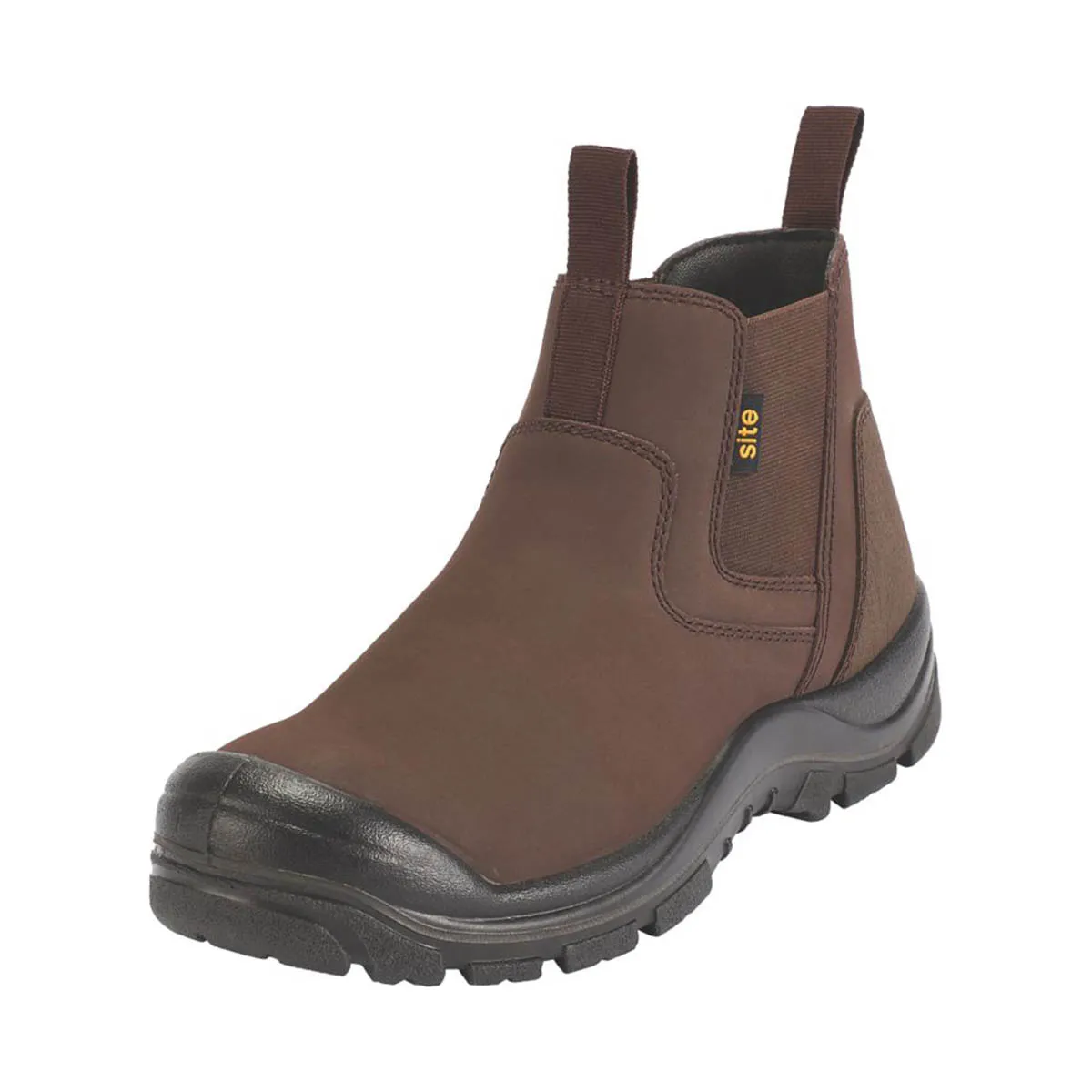 Mens Safety Dealer Boots Brown Steel Toe Slip On Ankle Comfort Durable Size 7