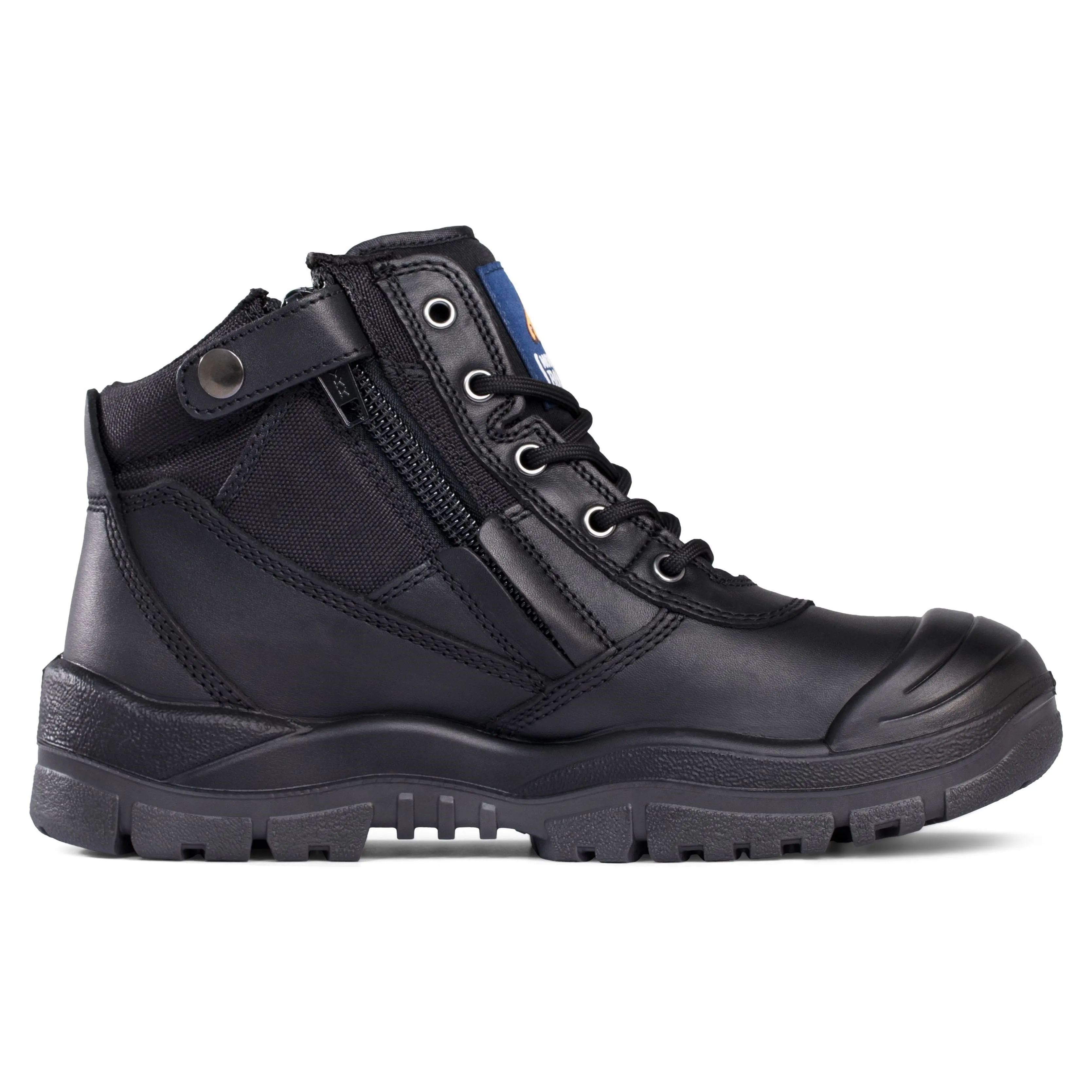 Mongrel Black Zip Sided Lace Up Steel Cap Safety Boot With Scuff Cap (461020) (Pre Order)