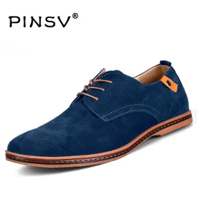 PINSV Men Shoes Casual Suede Leather Shoes Mens Loafers Black Oxford Shoes For Men Zapatos Hombre Erkek Ayakkab