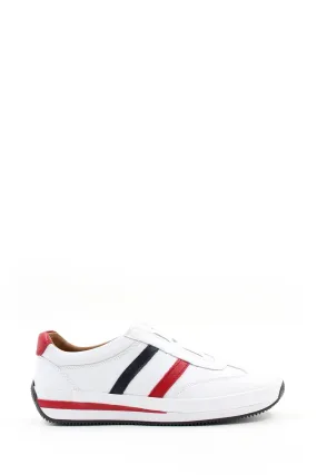 White Leather Striped Slip-On Sneakers Wessi