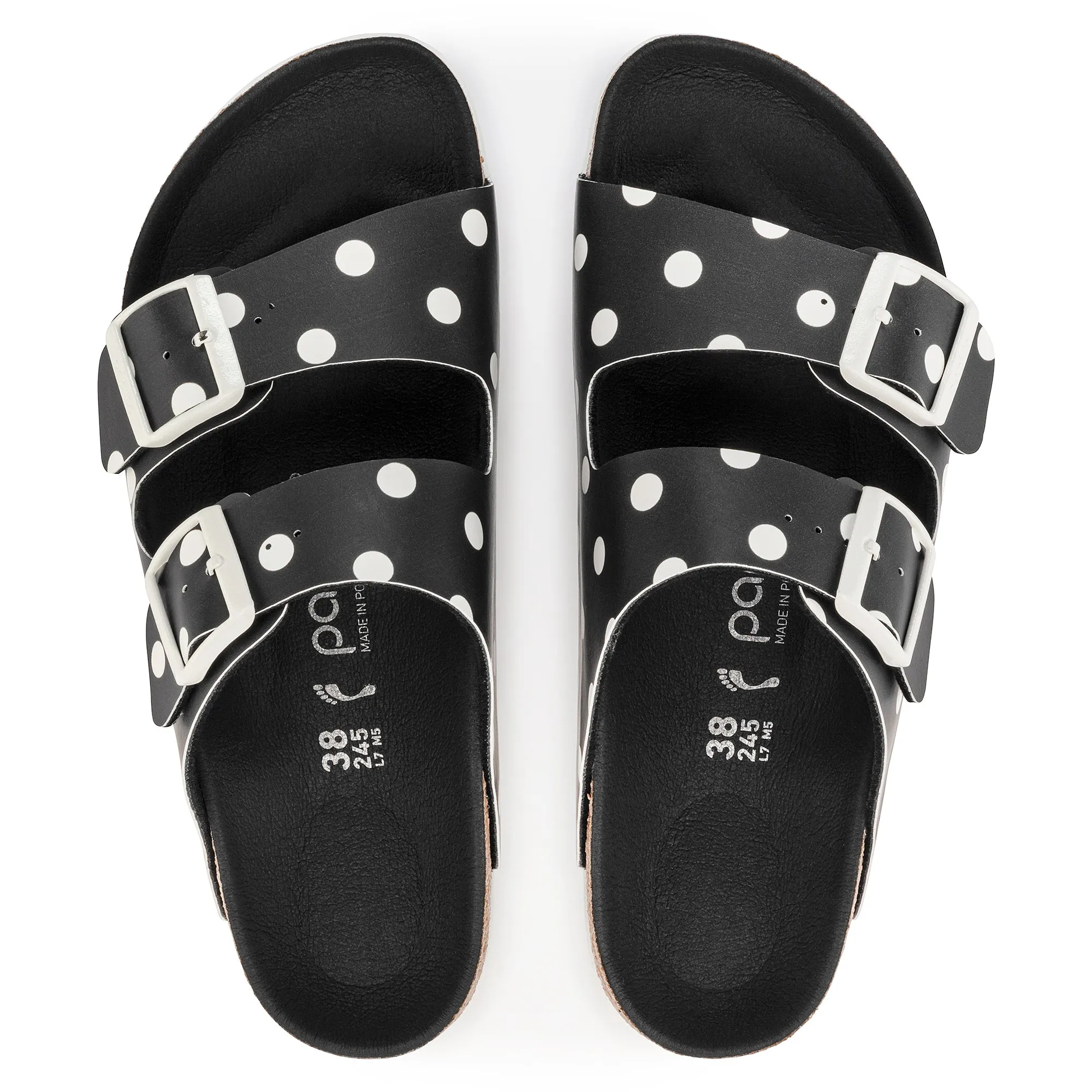 Women's Birkenstock Papillio Arizona Platform Birko-Flor Color: Black White Dots
