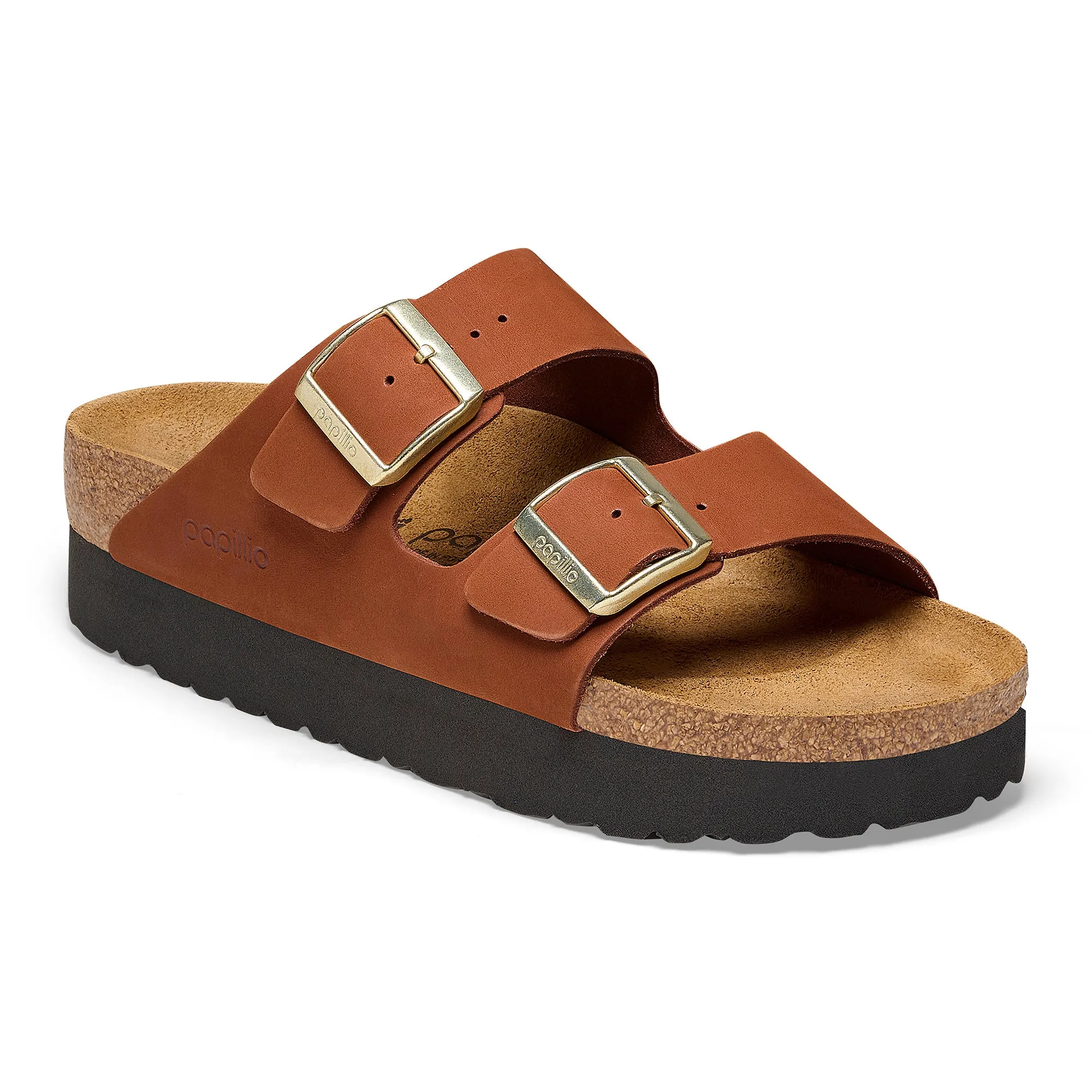 Women's Birkenstock Papillio Arizona Platform Nubuck Leather Color: Pecan
