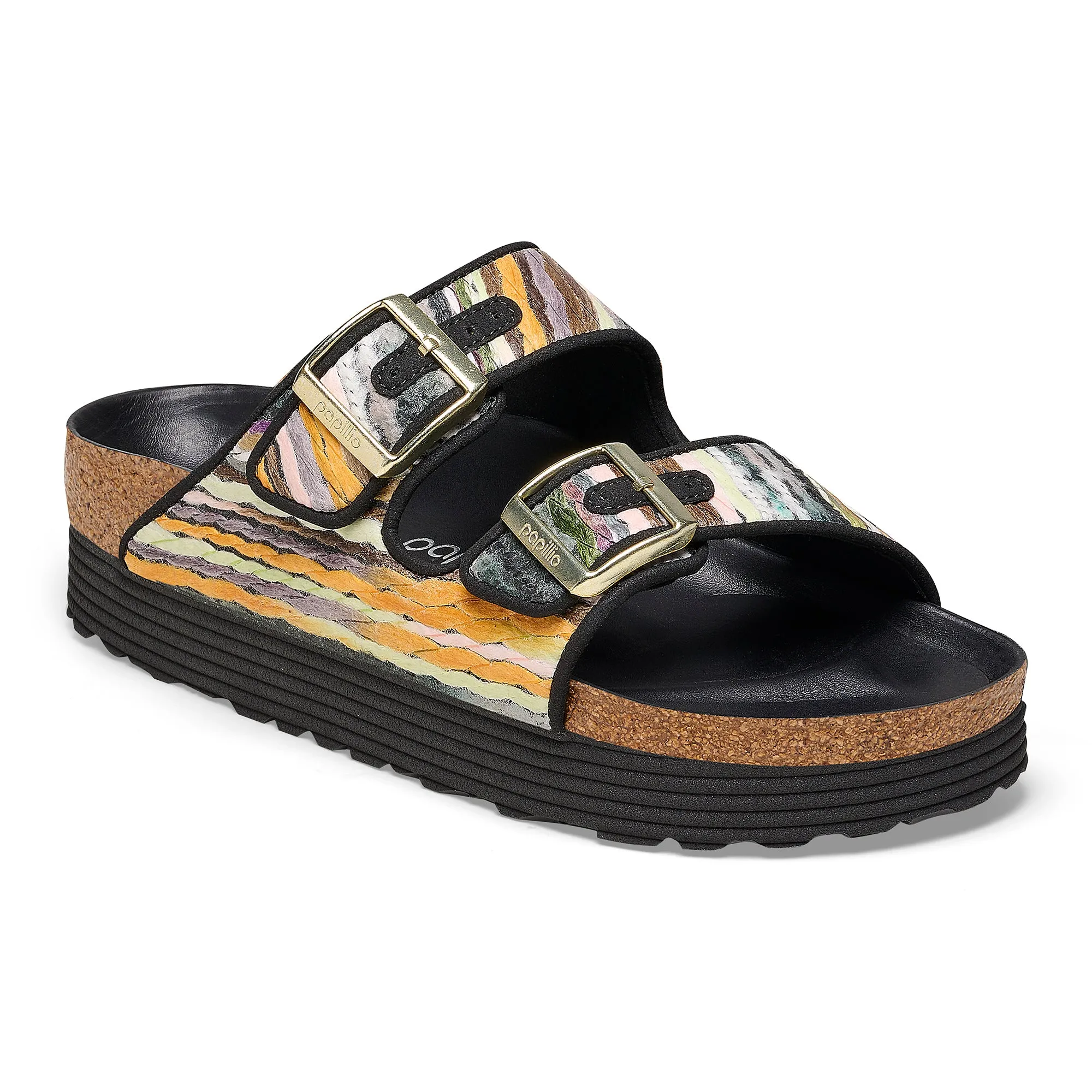 Women's Birkenstock Papillio Platform Textile Color: Multi Yellow
